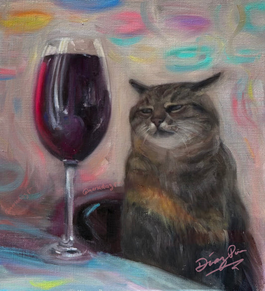 Cat with a drinking problem Oil Painting