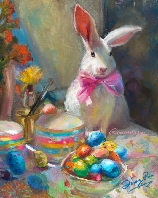 Easter Bunny Oil Painting