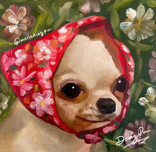 Chihuahua Babooshka Oil Painting
