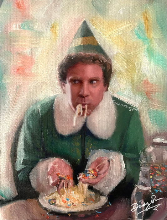 Elf Christmas Oil Painting