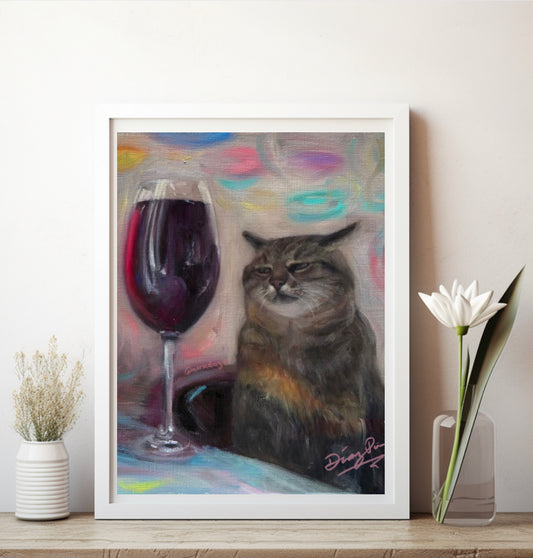 Drunk cat Art Print