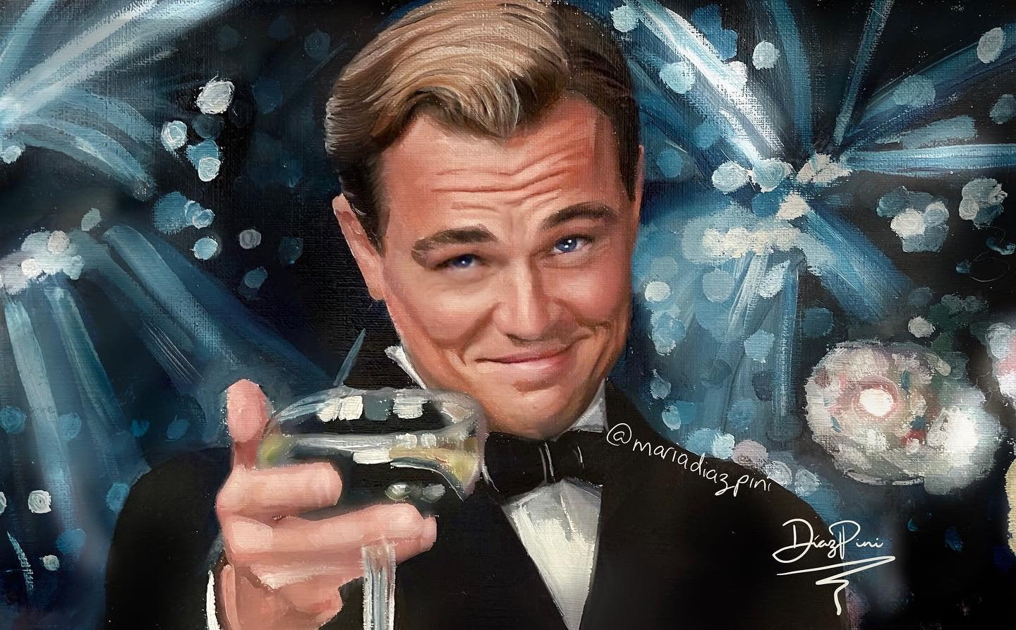 Great Gatsby Art Print, Gatsby artwork, Leonardo DiCaprio poster, Gatsby poster, Gatsby painting, oil painting, Leonardo DiCaprio painting