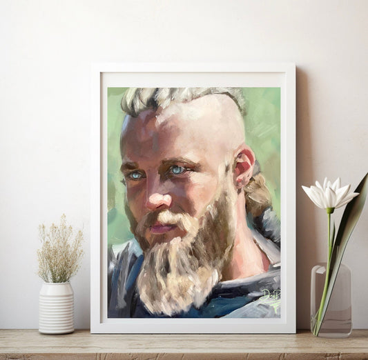 Vikings Ragnar Art Print, Vikings poster, Ragnar art, Vikings art, Norse Mythology, Vikings Tv Show, Norse Men, gift for him, portrait
